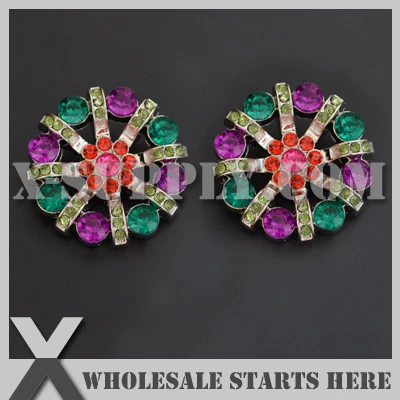 

RB1065M / Lisa Button, Acrylic Rhinestone Button with Shank for Baby Decoration,Flower Centers/Mixed Colors