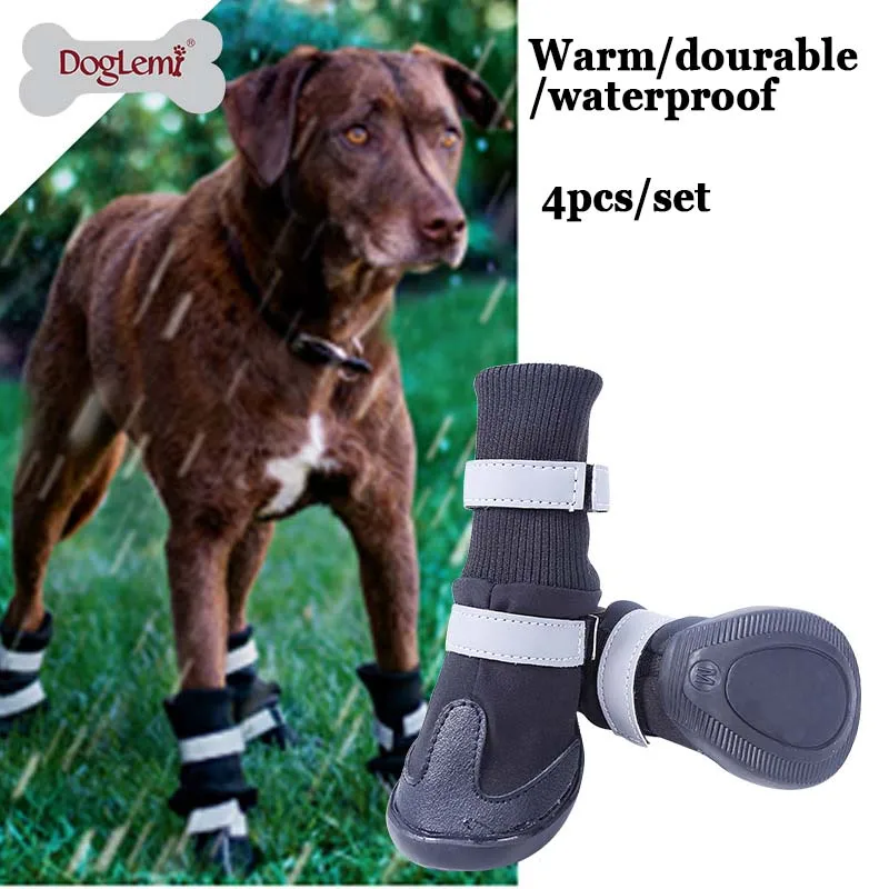 

Large Big Dog PU leather sport Shoes Winter Waterproof Pet dog Puppy Martin boots non-slip pitbull golden retriever rain shoes
