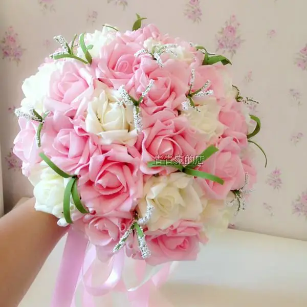 2017 Cheap Wedding/Bridesmaid Bridal Bouquet New Arrival Pink White