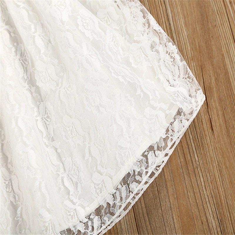 Summer Dress Cotton Toddler Kids Baby Girl Flower Ruffle Princess Party Pageant Dress Clothes White Dress Girl Princess V4# (4)