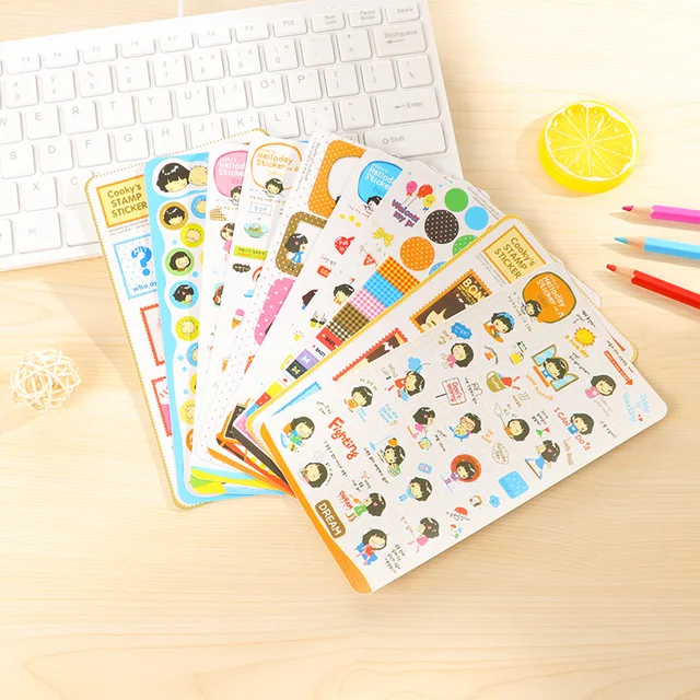 10sheets pack korean momoi cookys stamp stickers diy cartoon how many stamps for 10 sheets of paper