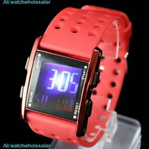DW330A Red Watchcase Chronograph Date BackLight Red Bezel Boy Girl Digital Watch