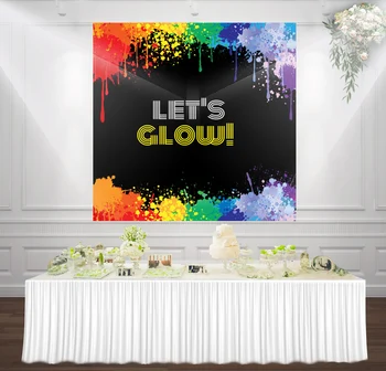 

HUAYI let's glow Graffiti wall party sixteen fifteen personalized birthday party decor photography backdrop background sm-140
