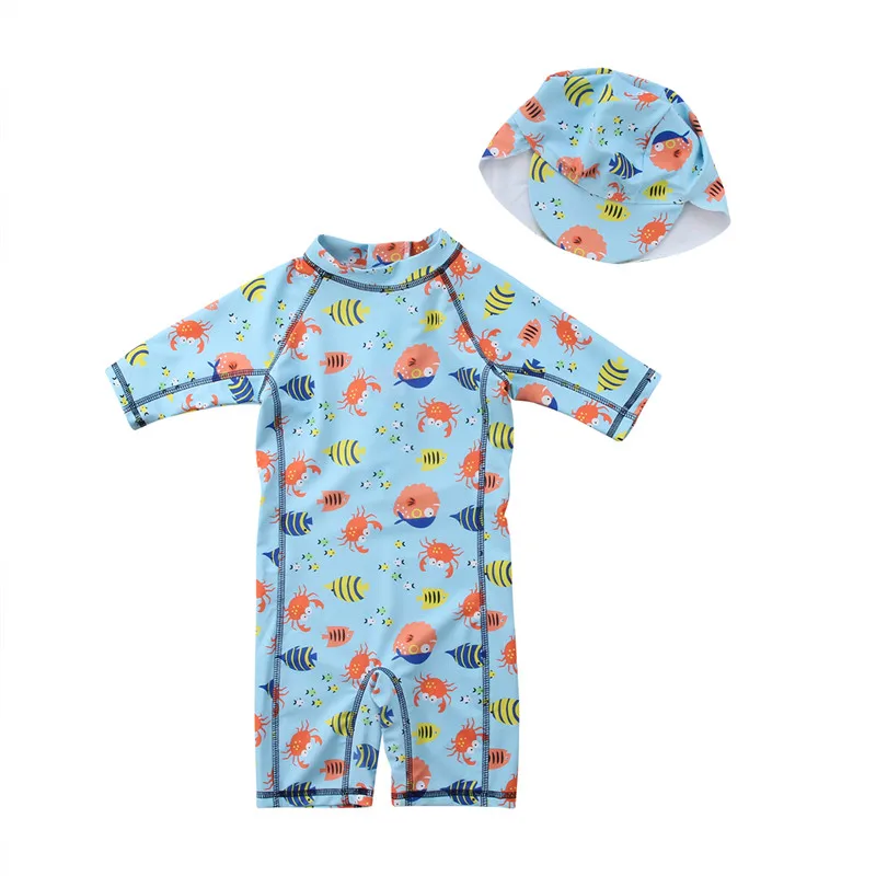 

Toddler Kids Baby Boy Girls Cartoon Rashguard Sun Protective Surf Beach Swimsuit Hooded Swimwear Bathing Suit Girl Boy 1-6T