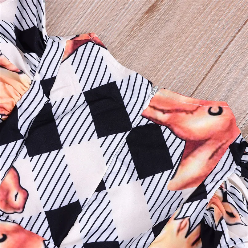 Girls dress Summer Children Baby Kids Girls Stripe Horse Print Leisure Princess Dress vestido #4J19 (6)