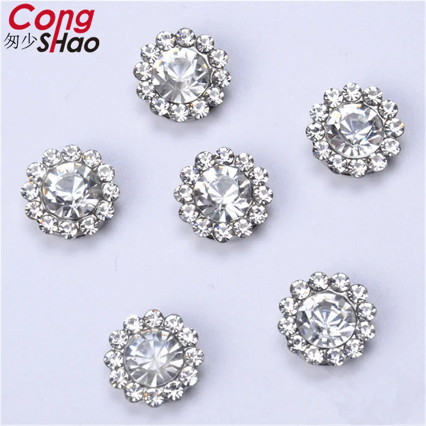 

Cong Shao 50PCS 9.5mm Stainless steel support Sun flower Rhinestone stones and crystals DIY Decoration Garment Accessories CS291