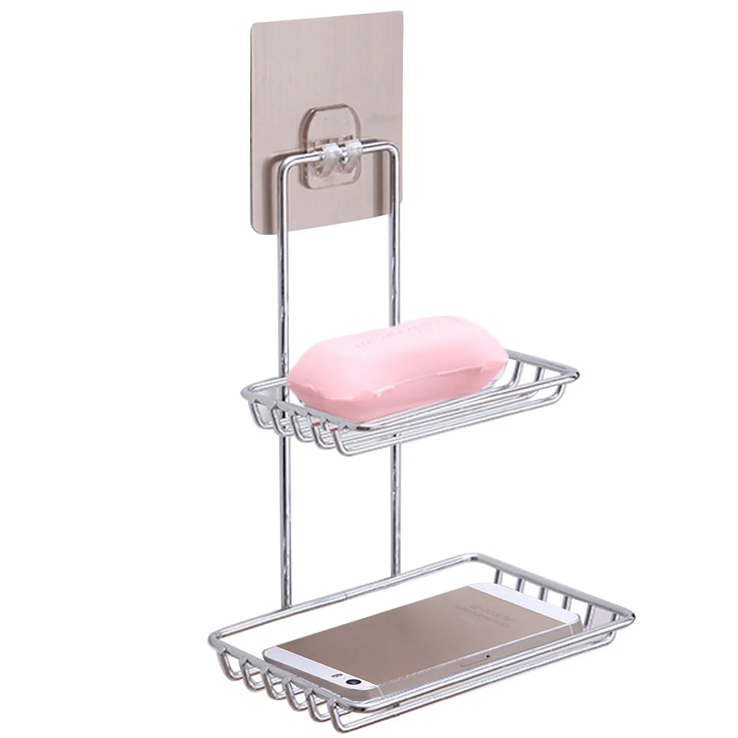 طبقة مزدوجة الجدار شنت لزجة الحمام تخزين الرف الفولاذ المقاوم للصدأ المنزل الحمام دش صابون شامبو تخزين الرف حامل