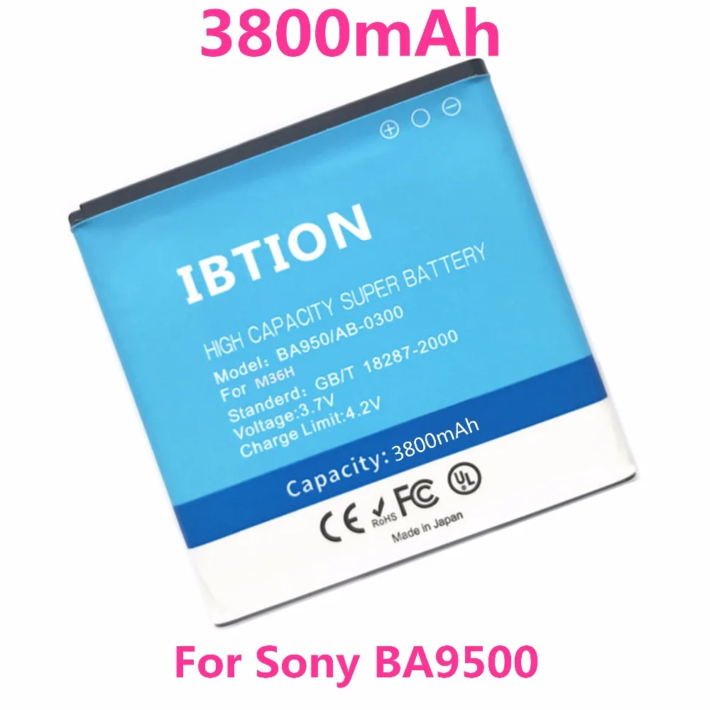 IBTION 3800mAh BA950 Battery For Sony Xperia ZR M36H V C5502 A C5503 SO-04E AB-0300 | Мобильные телефоны и аксессуары