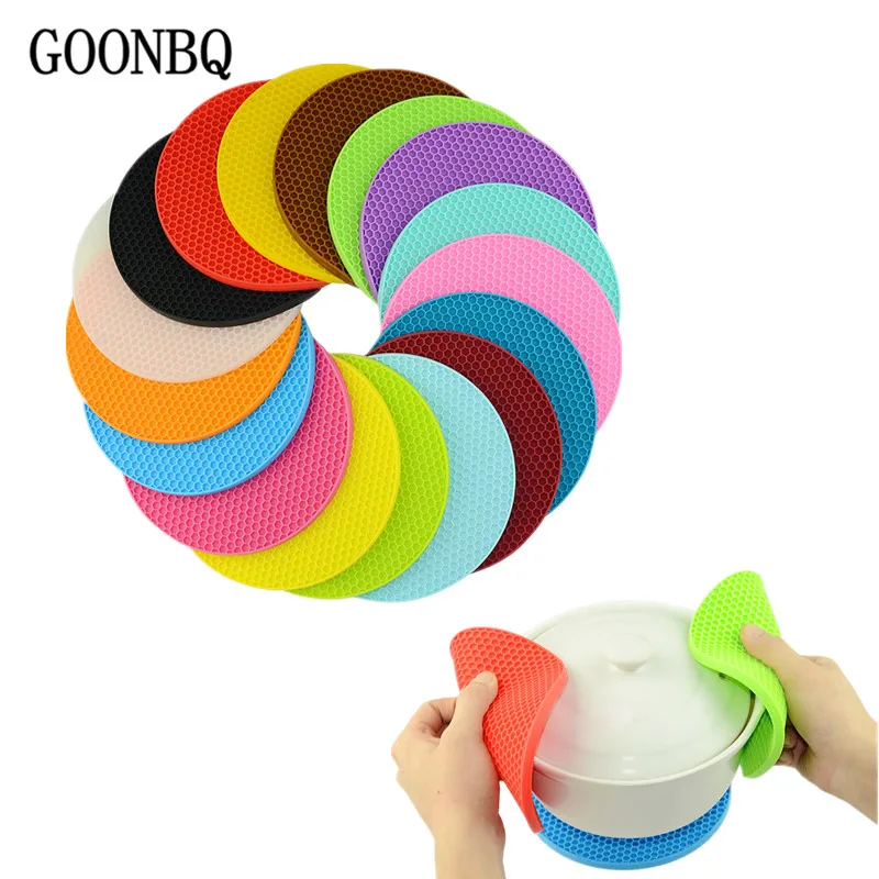 

GOONBQ 1 pc Round Shape Silicone Table Mat Honeycomb Table Mat Non-Slip Heat Resistant Mat Durable Coaster Placemat