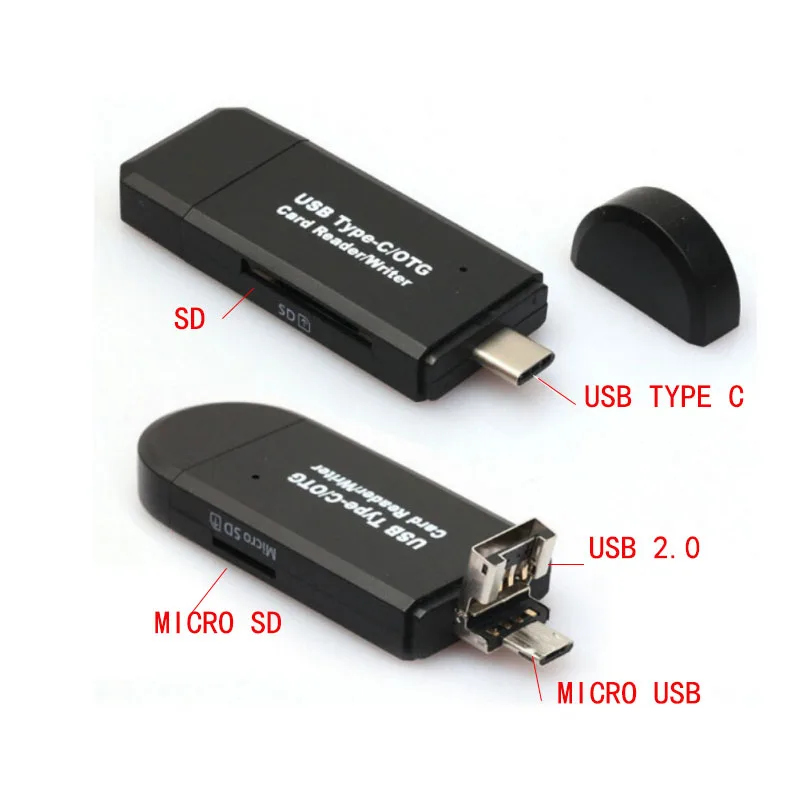 5 в 1 Micro SD кардридер type-C USB C/USB A/Micro USB TF/SD OTG USB 2,0 для смартфонов samsung Macbook