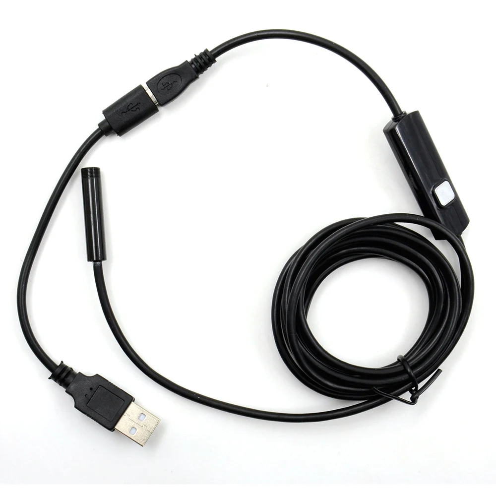 2 м 7 мм эндоскопическая камера USB Android эндоскоп Водонепроницаемый 6 светодиодный