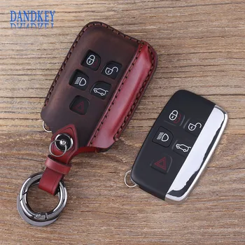 

Dandkey 5 Buttons Leather Key Shell Case For Land Rover Range Rover Evoque Discovery 4 Fob Key Cover Case Keychain