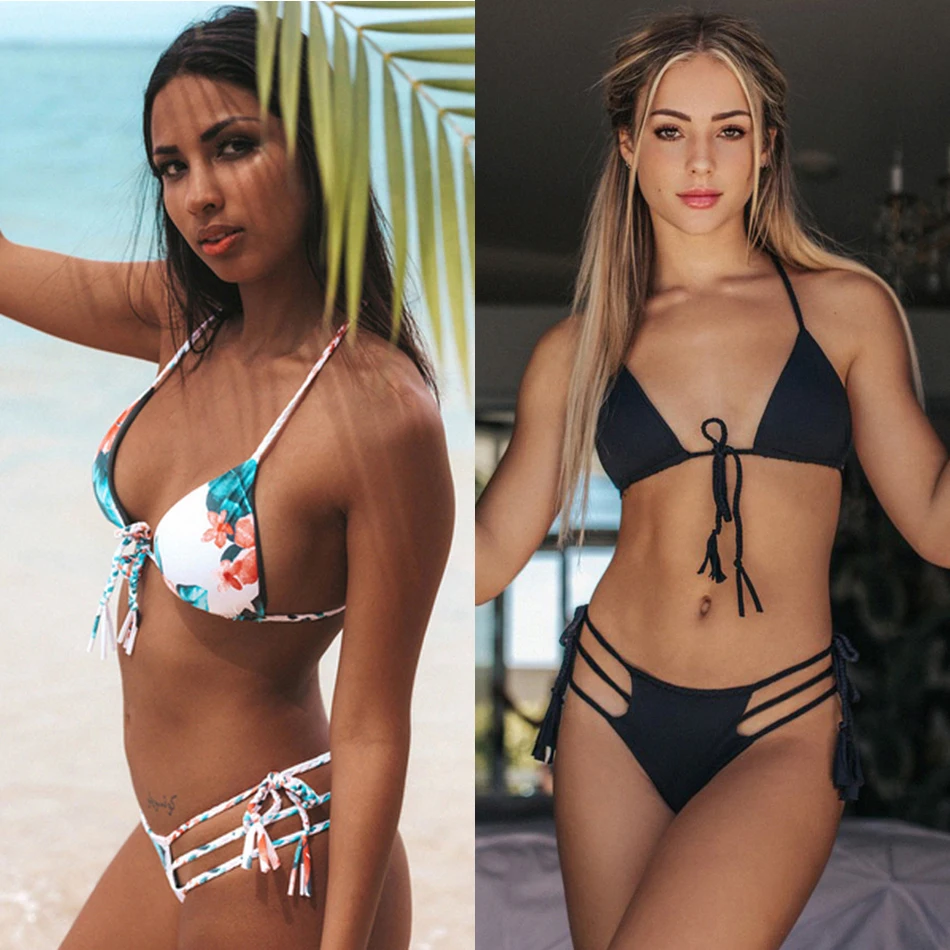 

2019 Sexy Bandage Bikini Women Swimsuit Push Up Swimwear Brazilian Bikini Set Print Bathing Suits Beach Swim Wear Swimming Suit