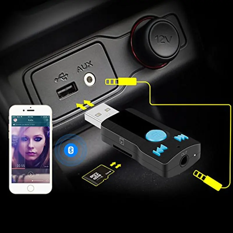 USB Bluetooth Aux гарнитура громкой связи 3,5 мм разъем Bluetooth автомобильный аудио-приемник адаптер MP3 плеер для автомобиля Aux A2DP для домашний динамик