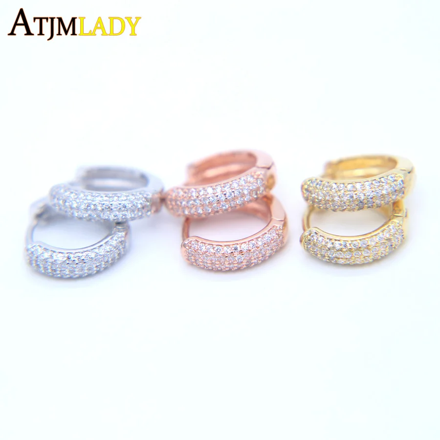 

factory wholesale drop shipping Bling sparking AAA cubic zirconia 14mm circle mini huggie hoop earring for women fashion