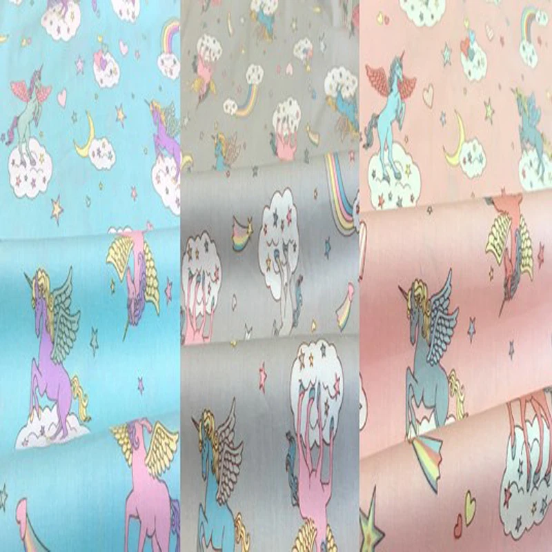 ZY DIY Pretty 50x160 см 3 вида цветов мультяшный Единорог Лошадь напечатанная хлопковая