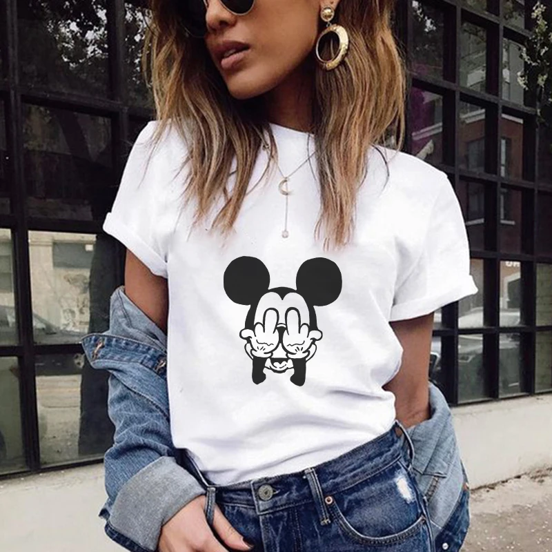 

Fashion Graphic Women Summer Mouse Printing Tshirt Harajuku Kawaii Tops Street Wear Camisas Mujer Camiseta Feminina T Shirts