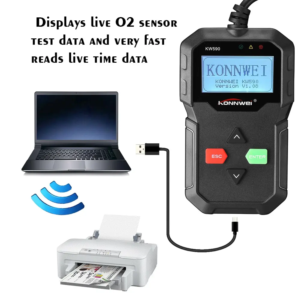 

KONNWEI KW590 OBD OBDII Scanner Code Reader Car Diagnostic Scanner Engine Fault Code Reader Detector Multi Language Scan Tool