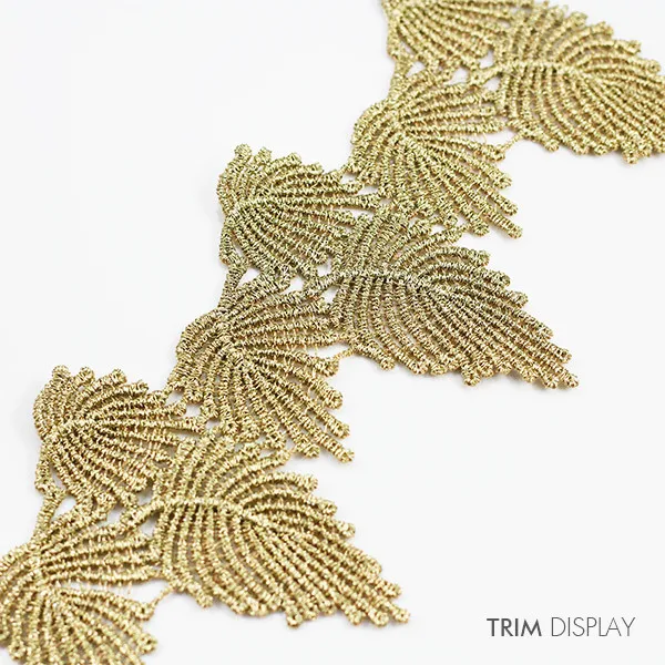 

Gold Metallic Trim Leaf Embroidered Applique Patch Trims Fabric Lace Ribbon Trimming Scrapbooking Diy Sewing Supplies 1Y