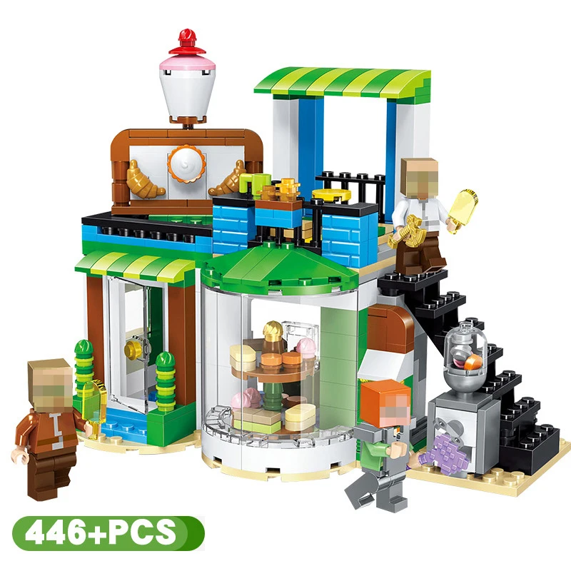 

446pcs My World Seaside Leisure Resort Building Blocks Compatible LegoINGLY Minecrafted Village Figures Bricks Toys For Children
