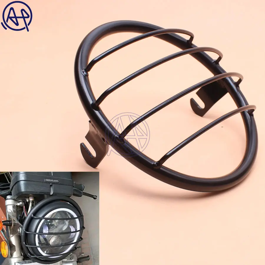 

Винтажный Старый Школьный металлический черный чехол для фар мотоцикла с боковым креплением 6,69 дюйма, универсальный для Honda Yamaha Kawasaki Chopper, 1 шт.