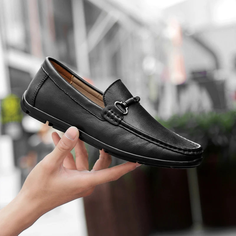 

Large size 37-46 Fashion Outdoor Casual Shoes Loafers Men Shoe Quality Genuine Leather Shoes Men Flats Moccasins Driving shoes 5