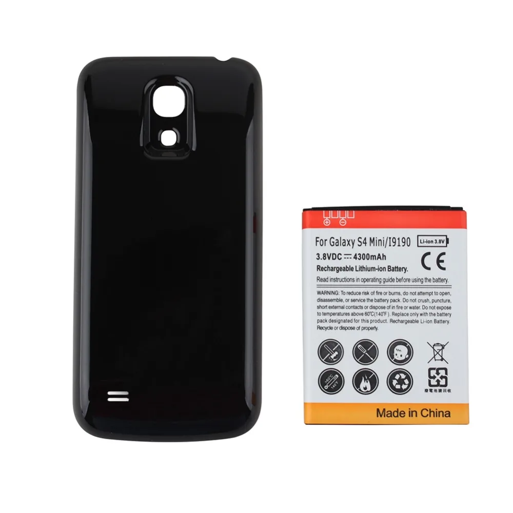 قدرة عالية 4300 مللي أمبير استبدال مدد بطارية الهاتف لسامسونج غالاكسي s4  البسيطة i9190 + أسود