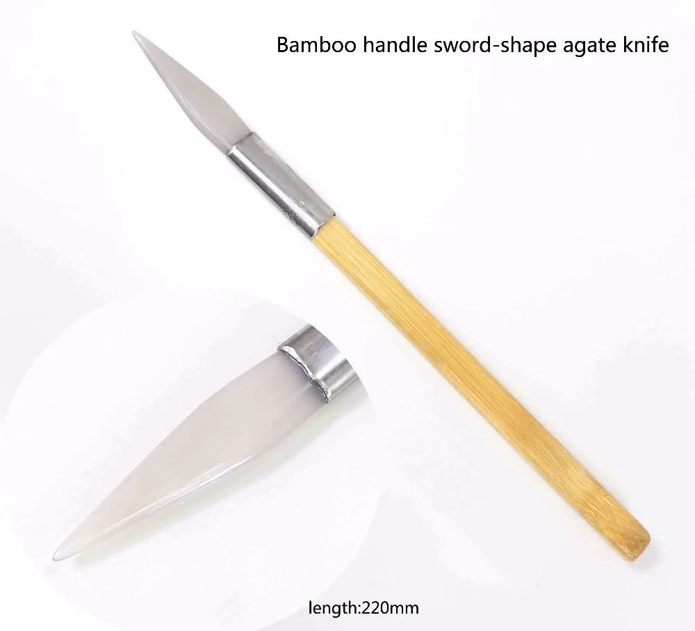 Агат Burnisher Полировочный нож край с бамбуковой ручкой ювелирных изделий Инструменты Новый