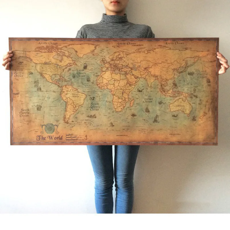 Zotoone морских океана морские карта мира ретро старый Art Бумага Картина Home Decor
