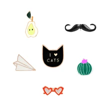 Bear sunglasses ice cream cat cactus plane Enamel Cute Pins Set For Child Girls Clothing Accessories I love cat Cartoon Brooches