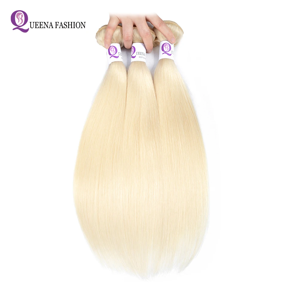

#613 Blonde Color Hair 3 Bundles Peruvian Straight Human Hair Extensions 100% Cheap Human Hair Weave Extensions Queena Fashion