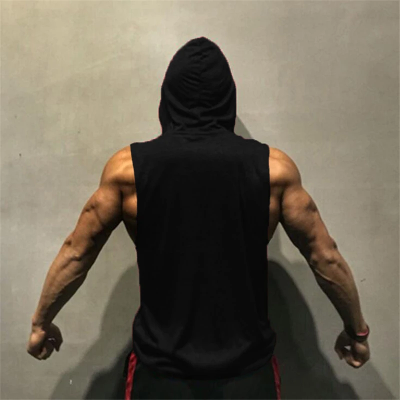 Мужская спортивная майка без рукавов с капюшоном|hooded tank top|hooded tankbrand tops |