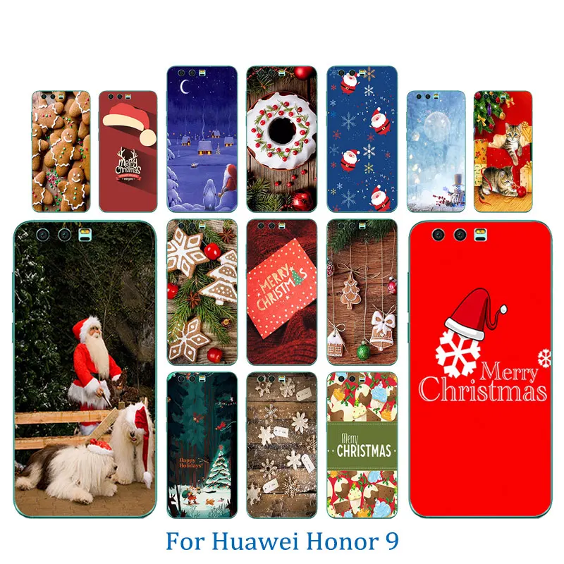 Phone Cases For Huawei Honor 9 Case Cover 5.15 inch Merry X'MAS Pattern Soft TPU Back Covers Coque Honor9 Funda |