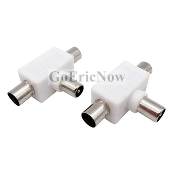 

50 pcs 1 Male to 2 Way TV Antenna 2 Females PAL Splitter Double Connector New 2 Way TV