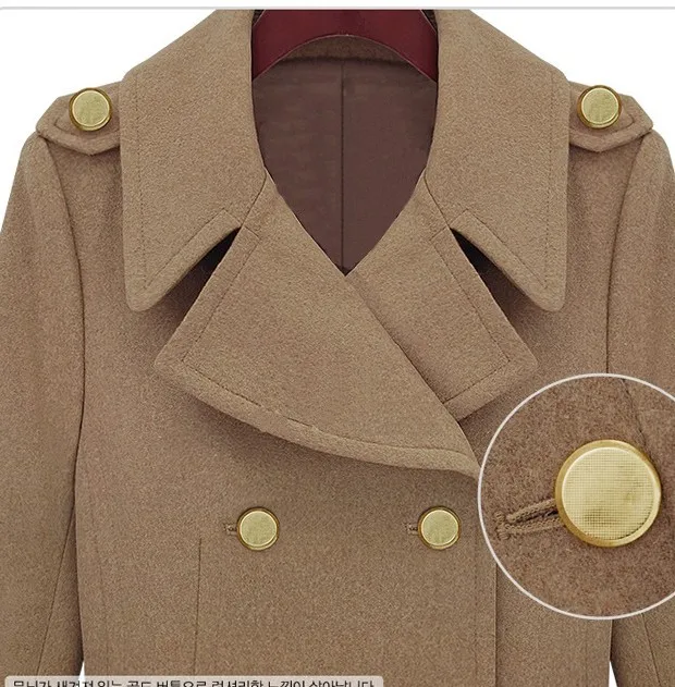 Boutonnage Mode Col Classique Manteau 2017 Pardessus kaki Double Trench Down Mélanges Long Plus La Beau Femmes Laine Veste Taille Bleu Turn qzZ5wZ