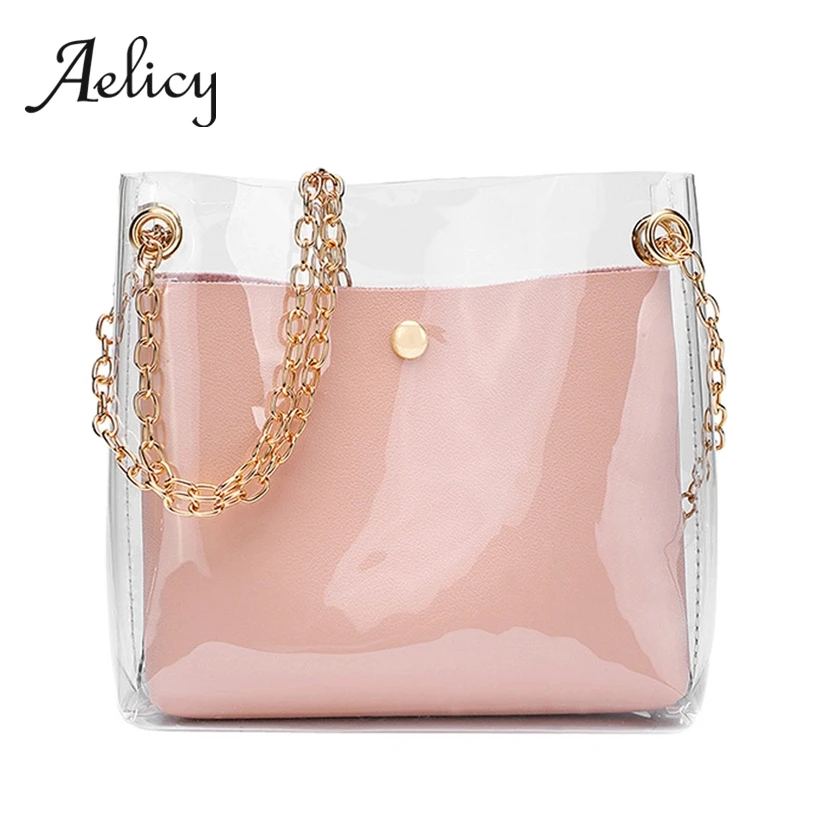 

Aelicy Women PU Leather Transparent Design Hasp Shoulder Bag Messenger Bag Purse Crossbody Bag Ladies Bag High Quality