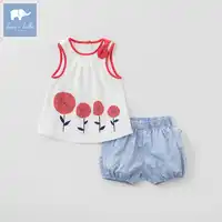 Dave bella summer baby sleeveless clothing sets children lovely suits toddler infant high quality clothes girls outfit DBA6606