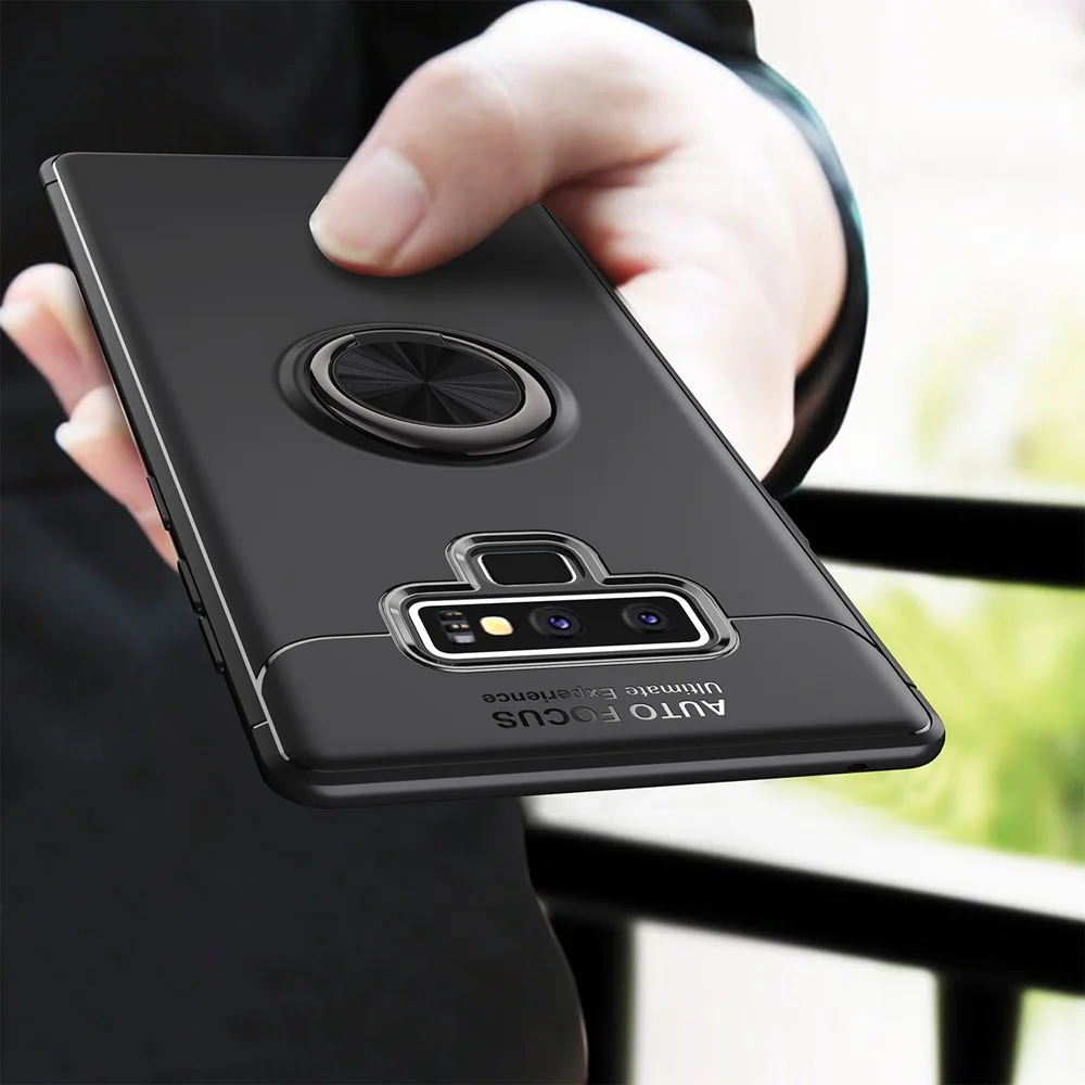 silicone case for samsung KEYSION Luxury Ring Holder Phone Case for Samsung Galaxy Note 9 Magnetic Car Stand Soft Silicone Matte Cover For Note9 Case Capa samsung silicone