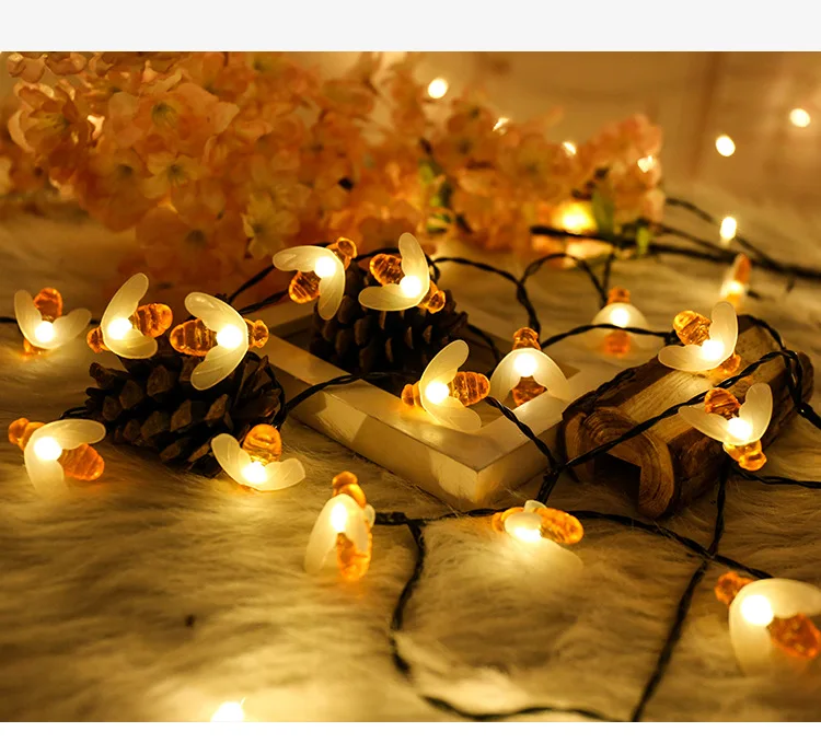 

Solar Powered Cute Honey Bee LED String Light 20 LEDs / 30 LEDs/50 leds Fairy Light Outdoor Garden Fence Patio Christmas Garland