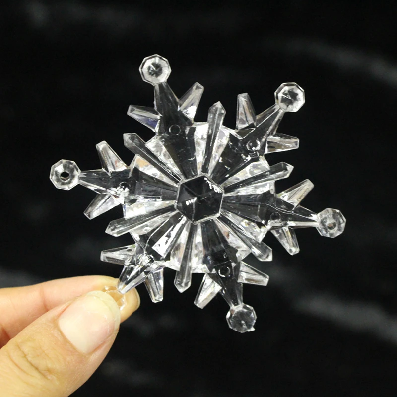 1 PC New Transparent Crystal Acrylic Snowflake Christmas Decorations 7.5X6.5CM Fake Xmas Adornments DIY Production Accessories