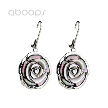 

925 Sterling Silver Colorful Shell Flower Leverback Dangle Earrings for Women Girls Free Shipping