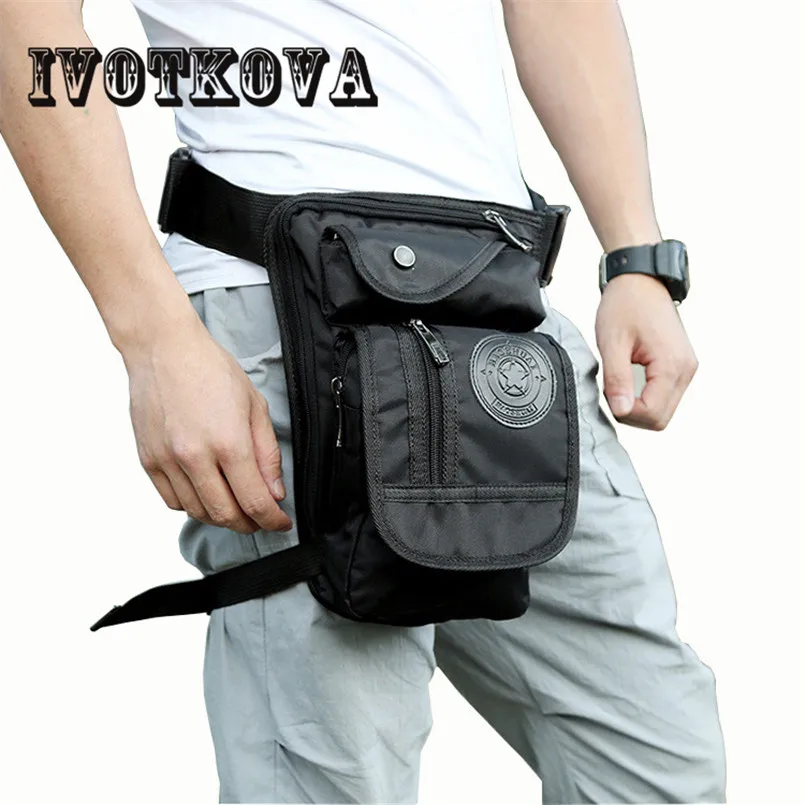 

IVOTKOVA Men Waist Bag Nylon Multi-function Pockets New Designer Light Men Travel Bag Male Portable Belt Pouch Leg Bags