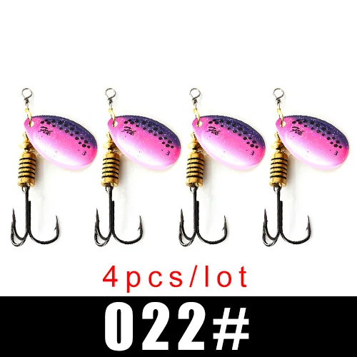 FTK New 1#-5# 5pcs/lot or 4pcs/lot Similar as Copper Spinner Bait Fishing Lure With Treble Hooks Hard Baits Spoon Pike - Цвет: 022