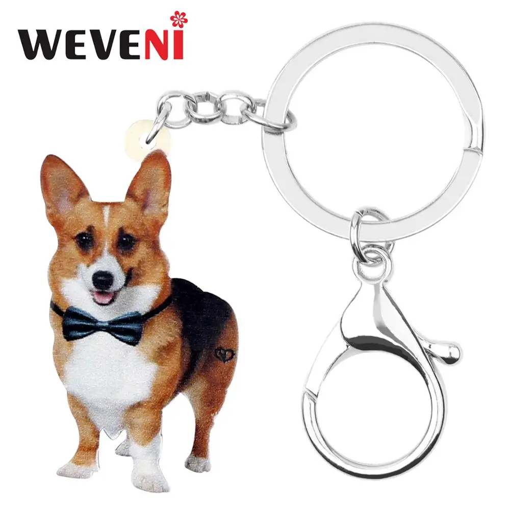 WEVENI оригинальные акриловые уникальные брелки для собак Corgi модные дизайнерские