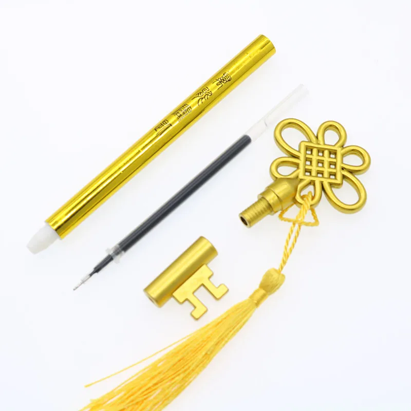 3 шт., креативный индивидуальный ключ, ручка, модный дворец, ветер, кисточка, гелевая ручка с подвеской 0,5 мм, черная ручка для обучения детей, студентов