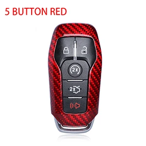 DEE умный дистанционный ключ из углеродного волокна 3 и 4 и 5 кнопки для ключа ФОБ чехол КРЫШКА ДЛЯ Ford Mustang- проводник - Название цвета: 5 BUTTON RED