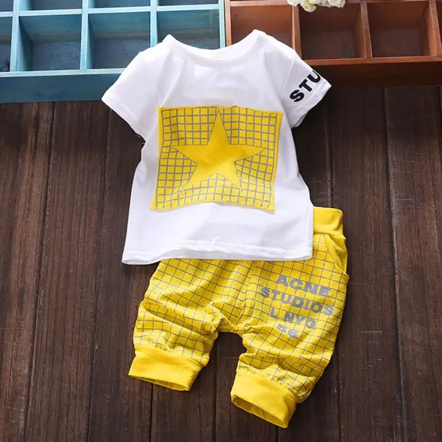 Infant Baby Kid Girls Boys Beauty Tops Shirt Pants 2Pcs Set Suit Outfits Clothes