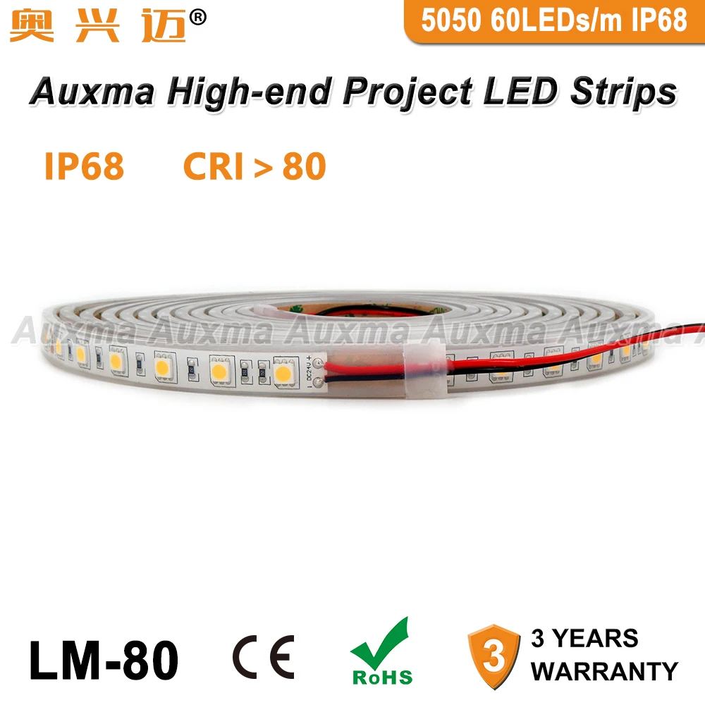 5050 60 светодиодный s/m Светодиодные ленты, CRI80 IP68, DC12V/24 V, 300 светодиодный s/катушка, 5 м/катушка, Водонепроницаемый для дома и улицы, украшения