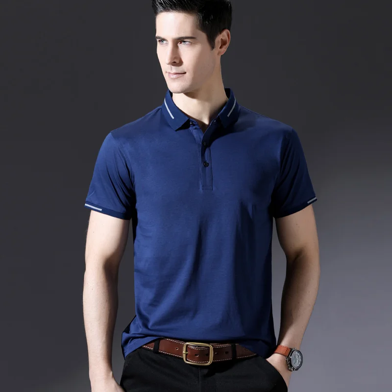 Men Polo Shirt 100% Cotton Summer Men Smart Casual Breathable Solid ...