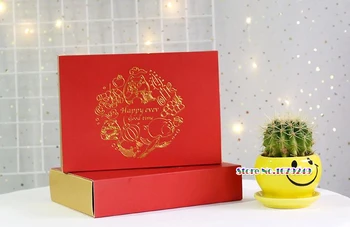

Red golden paper boxes.Cake Packaging Cookie Paper Box Wedding Birthday Party Chocolate Boxes Carton100pcs/lot